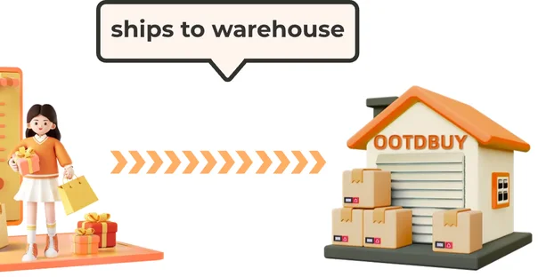 Official OOTDBUY illustration of the seller-to-warehouse stage