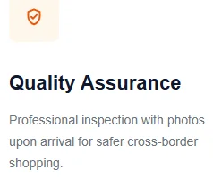 OOTDBUY home page card headed Quality Assurance describing professional inspection with photos upon arrival